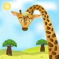 cartoon giraffe in the savanna Royalty Free Stock Photo